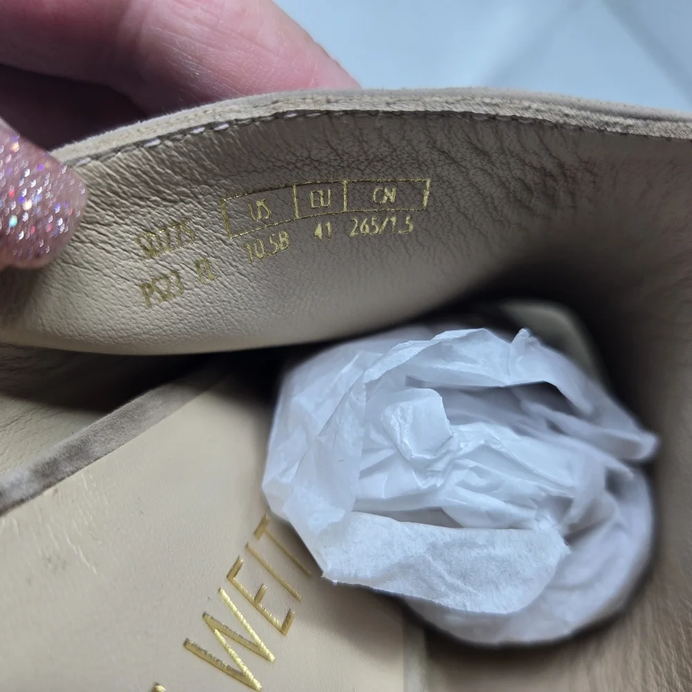 Stuart Weitzman Skyhigh 145mm Natural Tan Slide Platform Mules Size 10 1/2 M